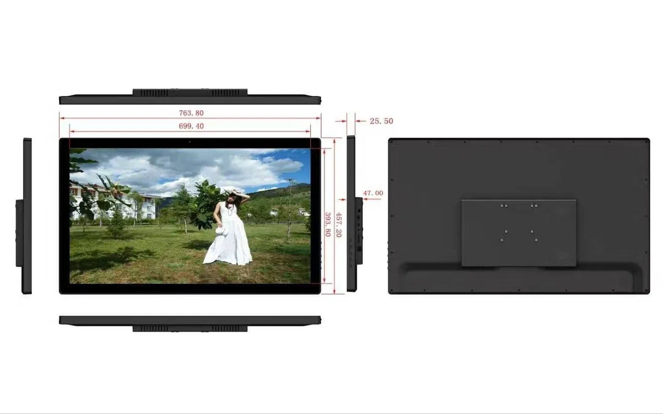 32-Zoll-WiFi-HD-LCD-Digitalbild-Fotorahmen mit integriertem Akku und USB, SD-Karte, Video-Werbeplayer, Kunststoffmonitor